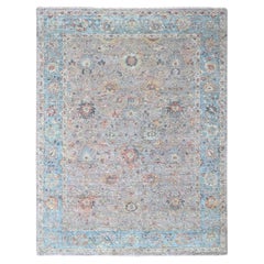9'x12'2" Whisper Pink Pure Wool Hand Knotted Ziegler Mahal Design Zero Pile Rug