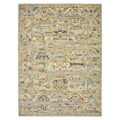 9'x12'2" Yellow Ziegler Mahal Design with Distinct Abrash Hand Knotted Wool Rug