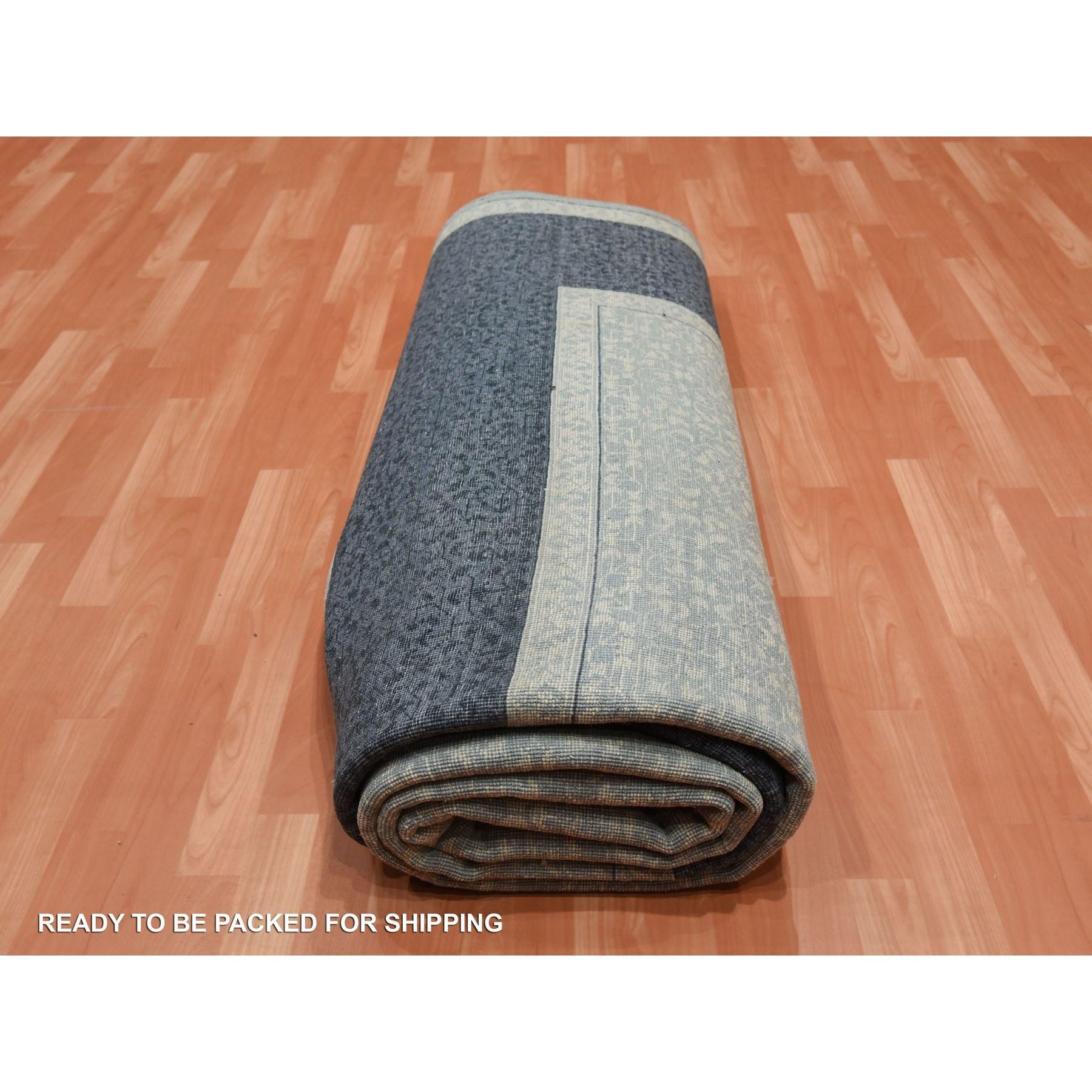 Tapis oriental noué à la main, design moderne et bleu 9'x12'3