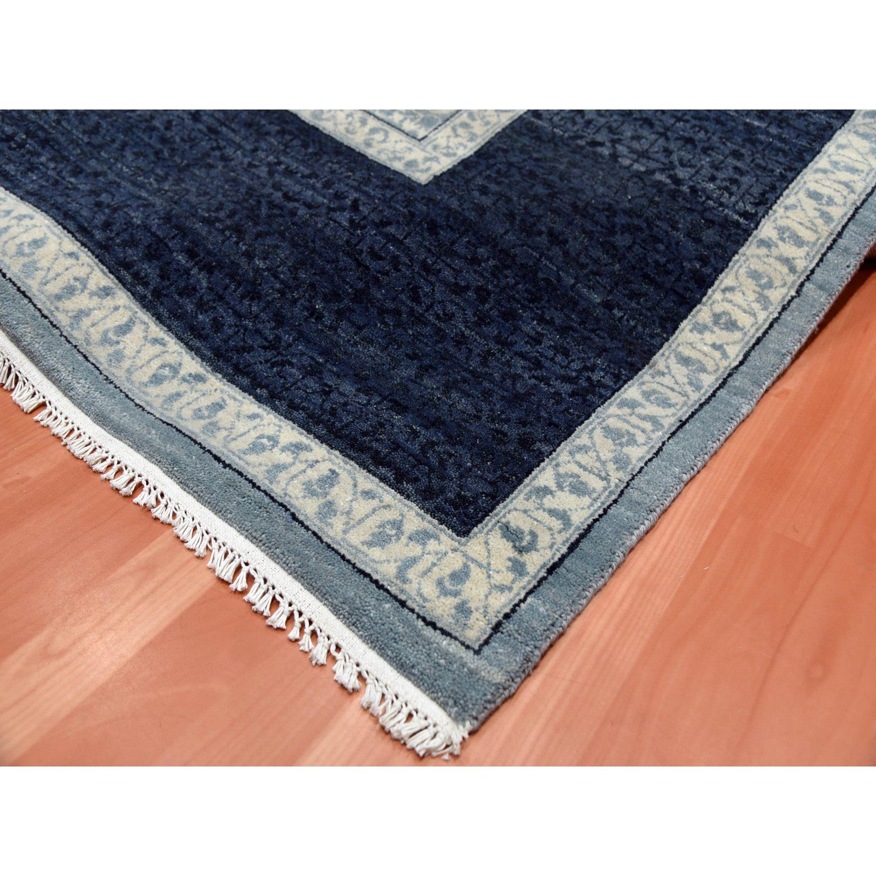 XXIe siècle et contemporain Tapis oriental noué à la main, design moderne et bleu 9'x12'3