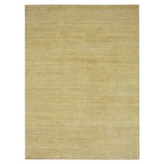 9'x12'3" Brown Plain Solid Design Seide mit strukturierter Wolle Hand geknüpft Teppich