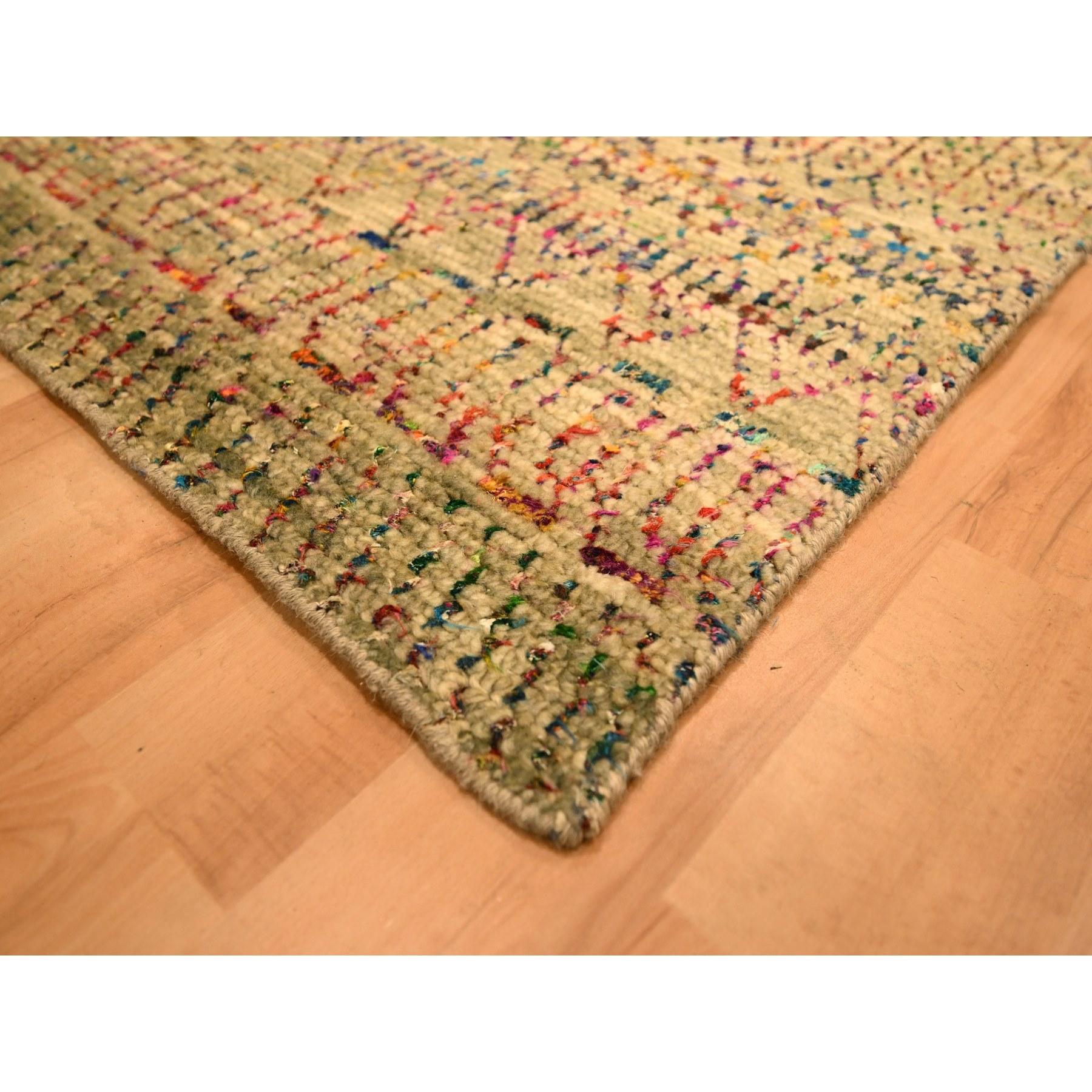 Alfombra Oriental Anudada a Mano con Diseño Geométrico de Seda y Lana Sari Marrón 9'x12'3 en Nuevo estado para la venta en Carlstadt, NJ