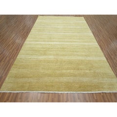 9'x12'3" Cumin Brown Modern Grass Design Hand Knotted Wool & Silk Oriental Rug