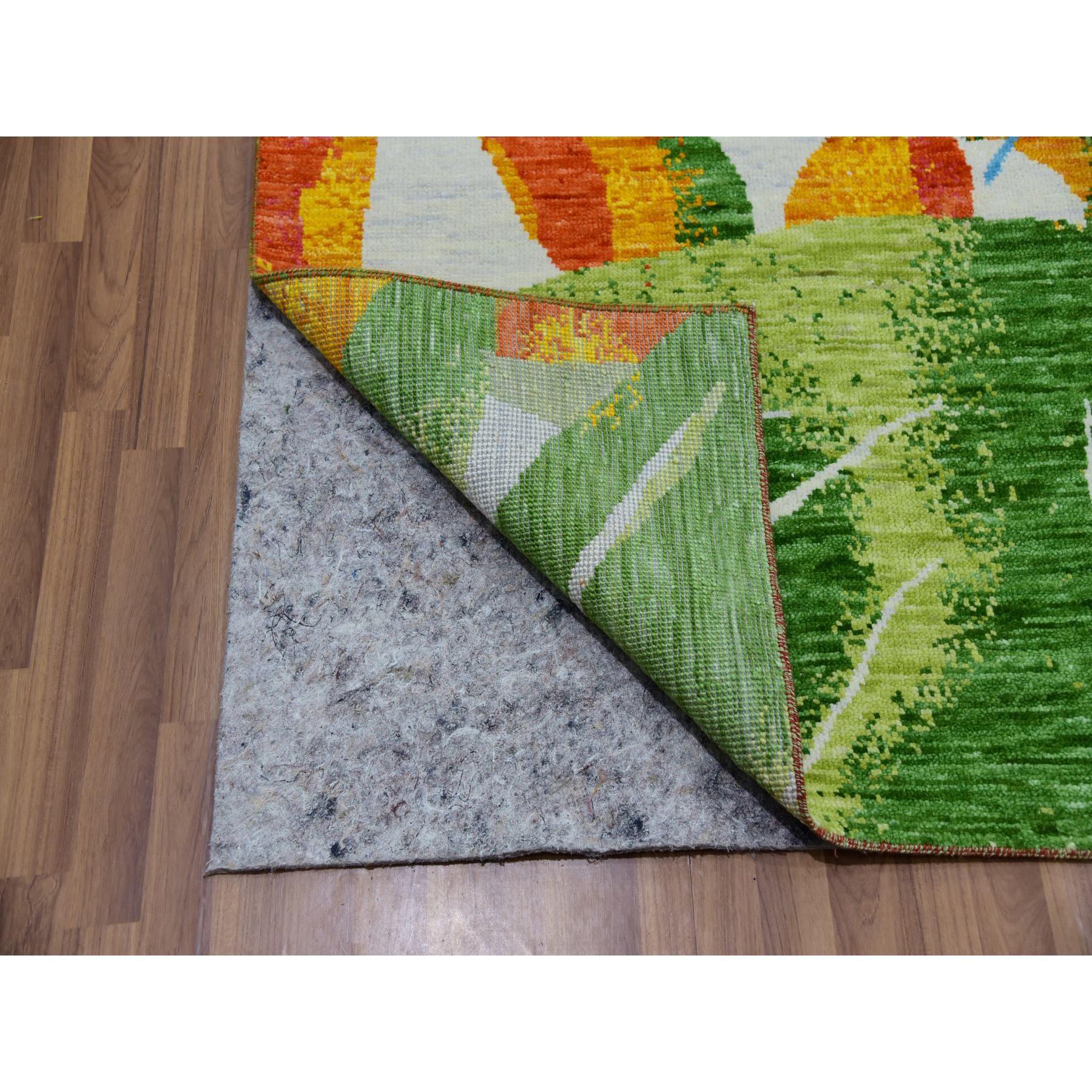 Alfombra de lana anudada a mano de diseño moderno y botánico Daisy blanca de 9'x12'3 Indio en venta
