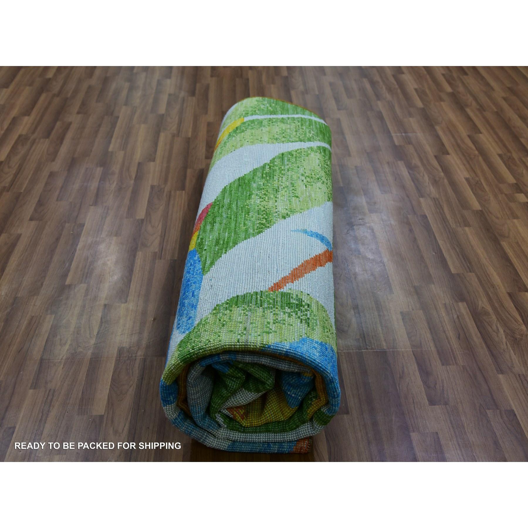 Alfombra de lana anudada a mano de diseño moderno y botánico Daisy blanca de 9'x12'3 en venta 1