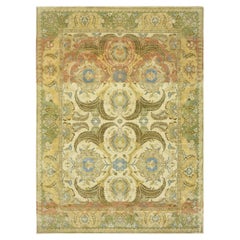9'x12'3" Dusty Yellow Polonaise Design Pure Silk Hand Knotted Oriental Rug