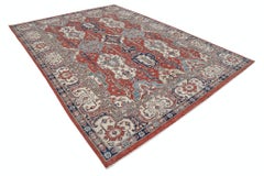 9x12.3 ft Handknotted Tribal Red Large Area Rug for Home Decor. 100% Wool Carpet