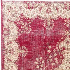Tappeto vintage in lana turca annodato a mano, 9x12,3 piedi, nei toni del rosso e del beige