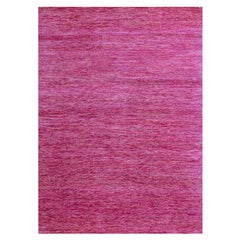 9'x12'3" Fuscia Pink Plain Solid Design Pure Sari Silk Hand Knotted Oriental Rug