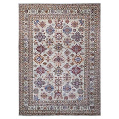 9
x12
3" Gris Pure Laine Motifs All Over Super Kazak Tapis Oriental Noué à la Main