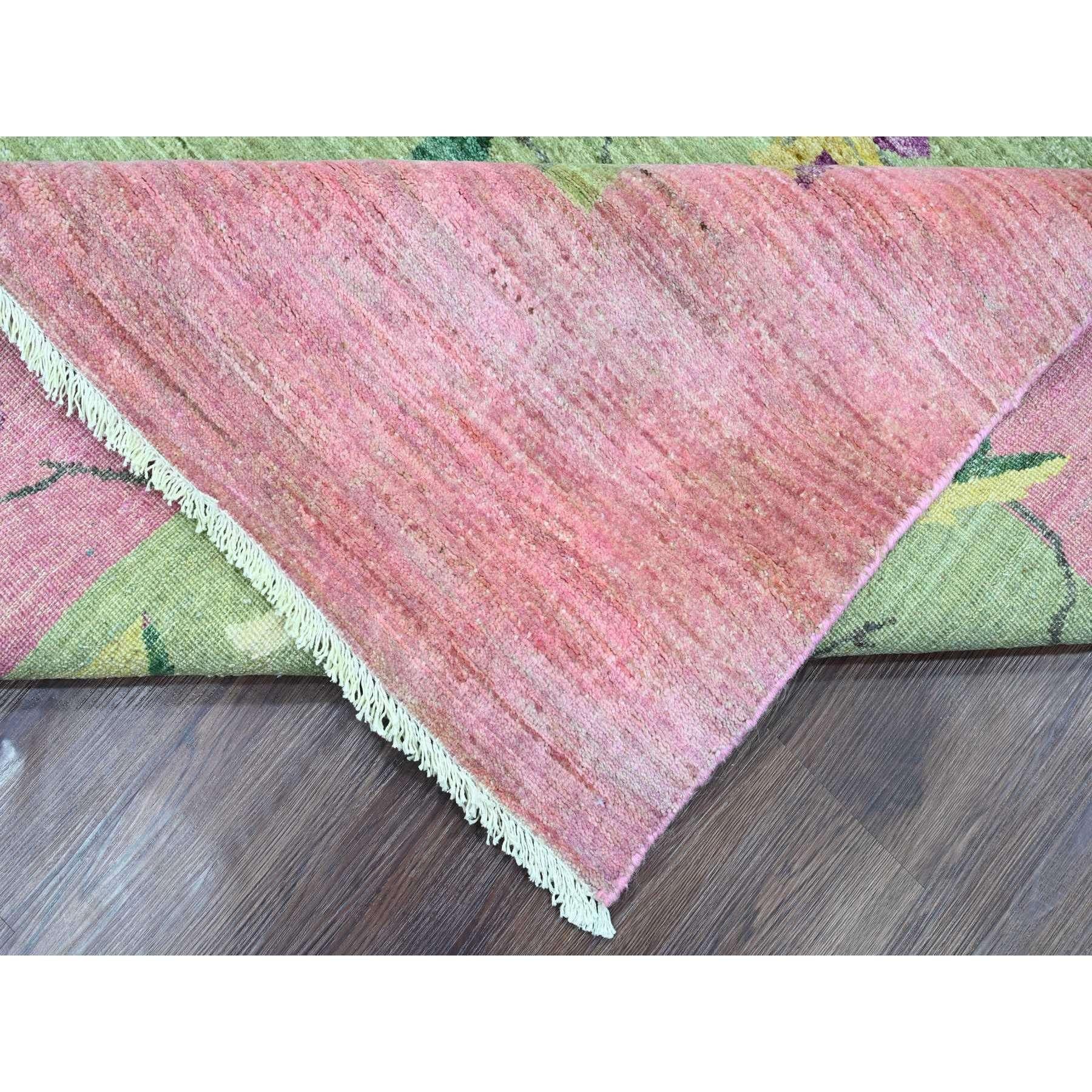 Alfombra de pura lana anudada a mano inspirada en el art déco chino verde Peshawar de 9'x12'3 en Nuevo estado para la venta en Carlstadt, NJ