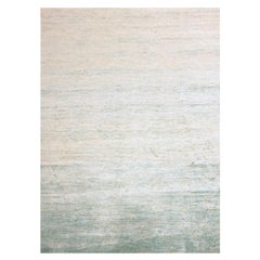 9'x12'3" Light Green Plain Solid Design Pure Sari Silk Hand Knotted Rug