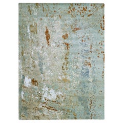 9'x12'3" Pistachio Green Abstract with Galaxy Design Hand Knotsted Pure Wool Rugs (tapis de laine pure nouée à la main)