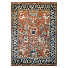9'x12'3" Red Peshawar with Heriz All Over Design Hand Knotted Pure Wool Rug