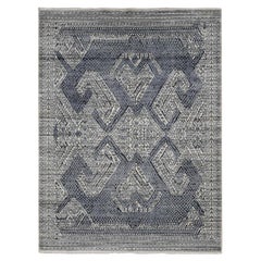 9'x12'3" White Hand Knotted Tone on Tone Silk Small Repetitive Design Rug