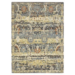 9'x12'4" Coffee Brown Shaved Low Wool Erased Persian Inspired Hand Knotted Rug