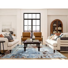 9'x12'4" Thundercloud Grauer handgeknüpfter orientalischer Teppich aus Wolle mit abstraktem Design