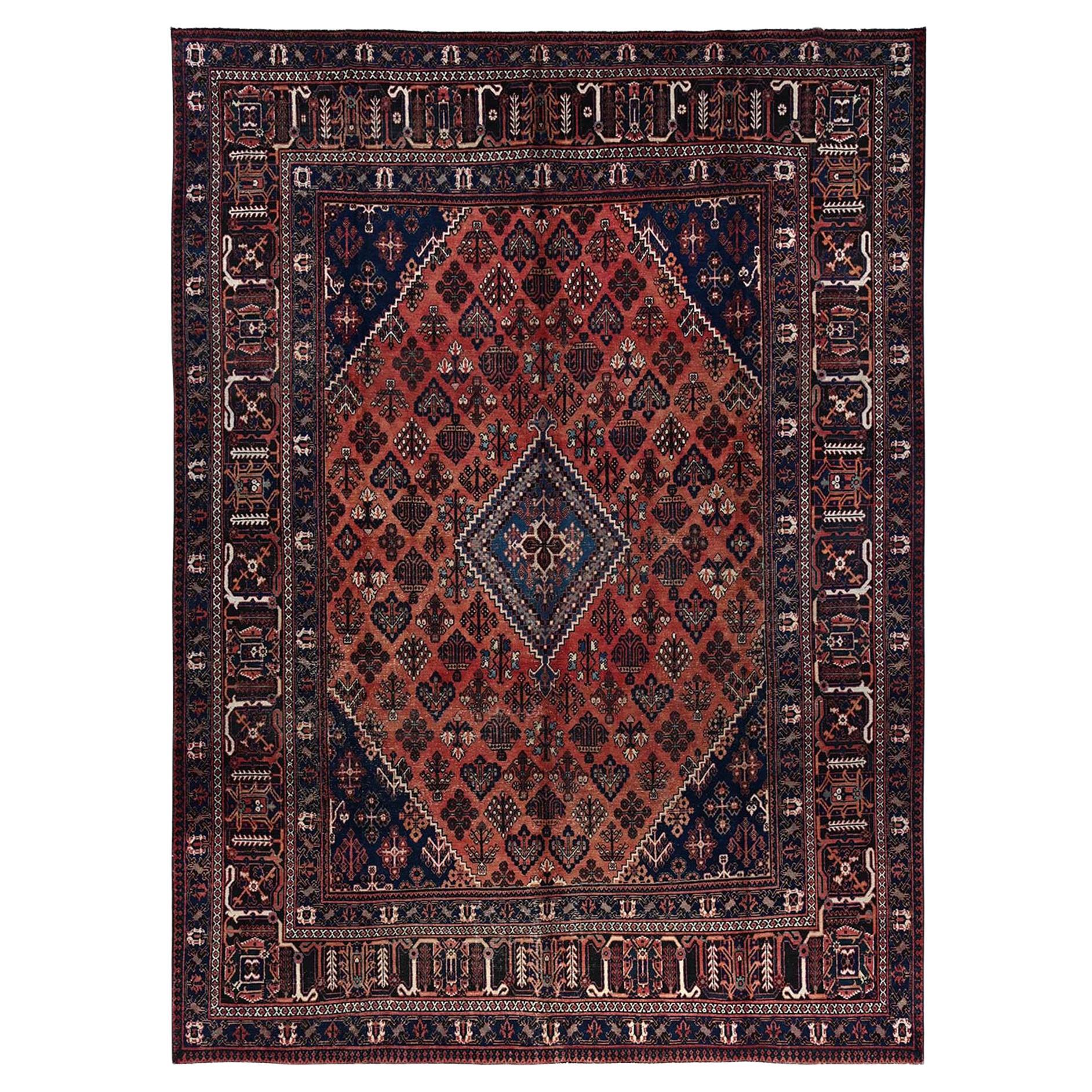 9'x12'5" Copper Red Vintage Persian Joshagan Hand Knotted All Wool Oriental Rug