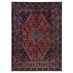 9'x12'5" Copper Red Vintage Persian Joshagan Hand Knotted All Wool Oriental Rug