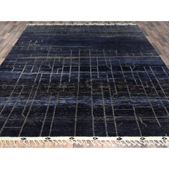 9'x12'5" Denim Blue, Hand Knotted Ben Ourain Moroccan Berber Soft Wool Rug