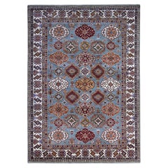 9'x12'5" Normandy Gray Hand Knotted Super Kazak Tribal Wool Oriental Rug