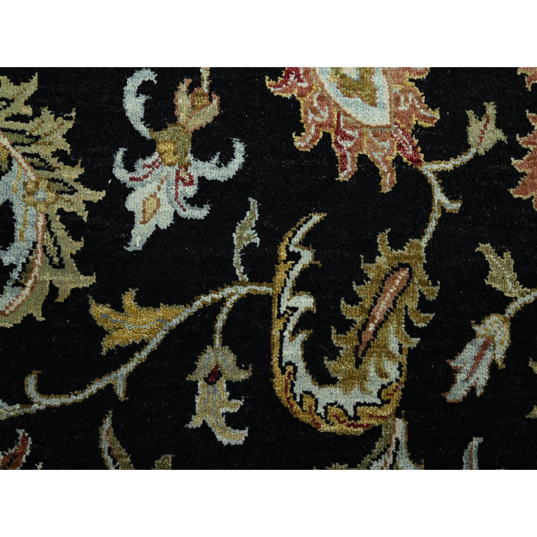 Alfombra Oriental de Lana con Motivos Florales Coloridos Agra Anudada a Mano Negra Ónix 9'x12'5 en venta 2