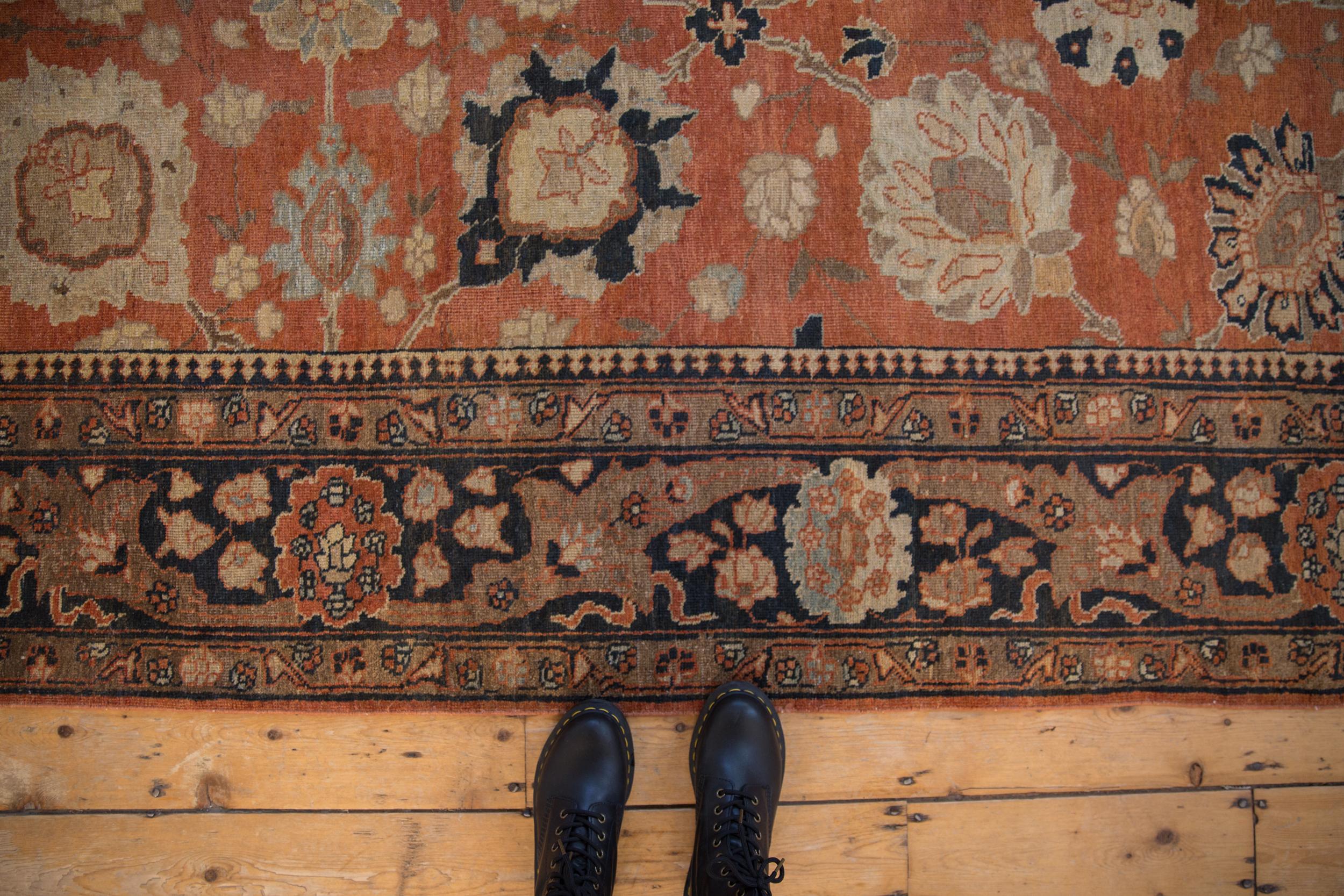 :: Covered field in palmettes floral cross sections, lotus flowers and more, inspired by Safavid era carpets of centuries old Persian design. Colors and shades include: Rust, charcoal navy blue, dusty powdered blue, dark beige, bronze brown, sand,