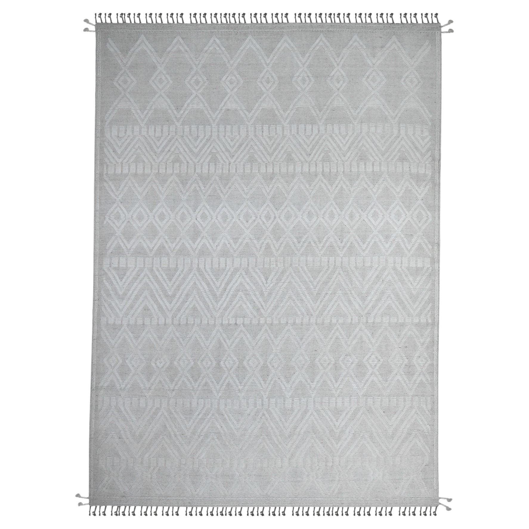 9'x12'6" Eisbär Weiß Handgeknüpft Marokkanische Webart 100% Wolle Orientteppich