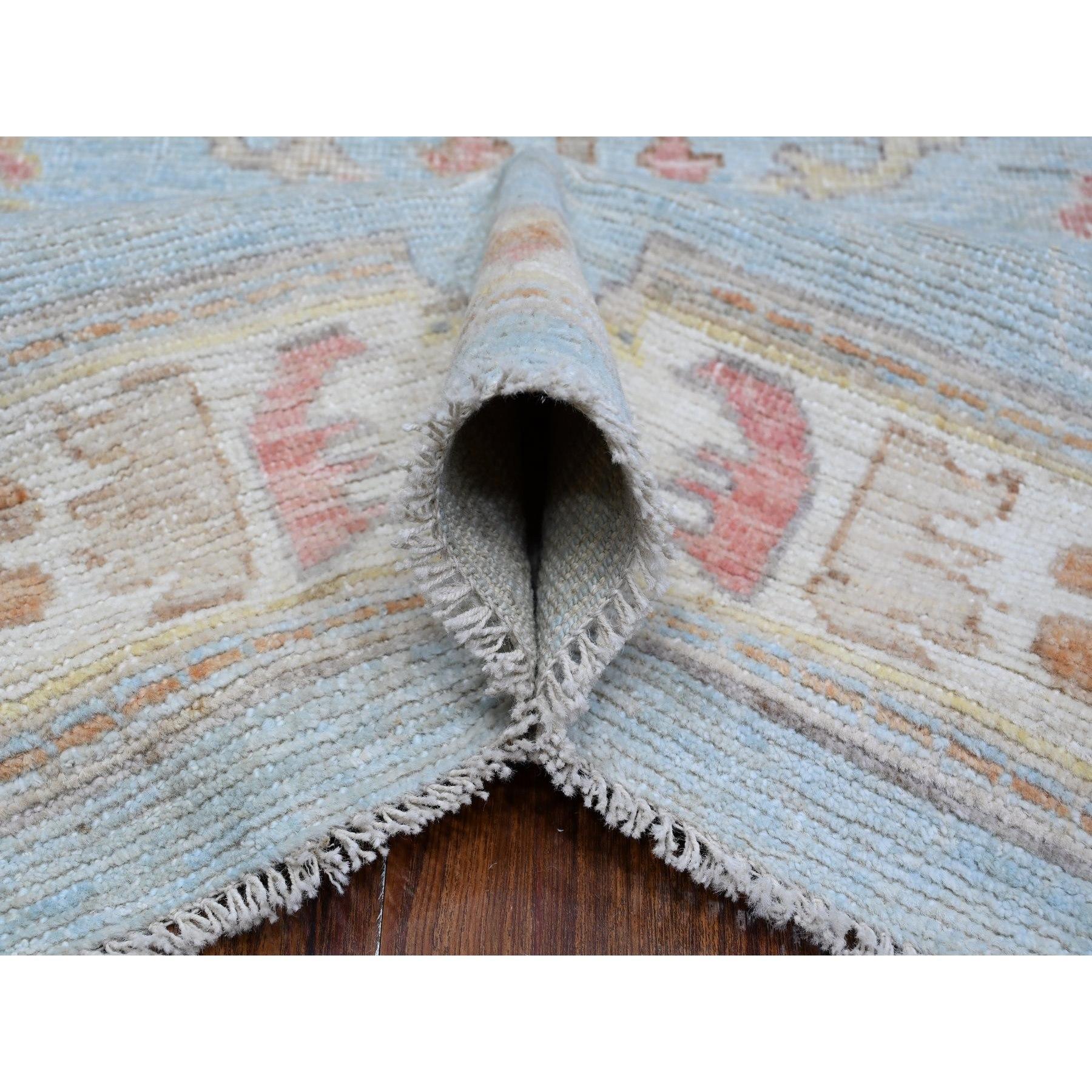 Alfombra Oriental Oushak de Angora Anudada a Mano Azul Afgana 9'x12'6 en Nuevo estado para la venta en Carlstadt, NJ