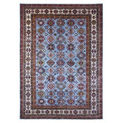 Alfombra Oriental de Lana Anudada a Mano Afgana Super Kazak Gris Nube de Trueno 9
x12
6