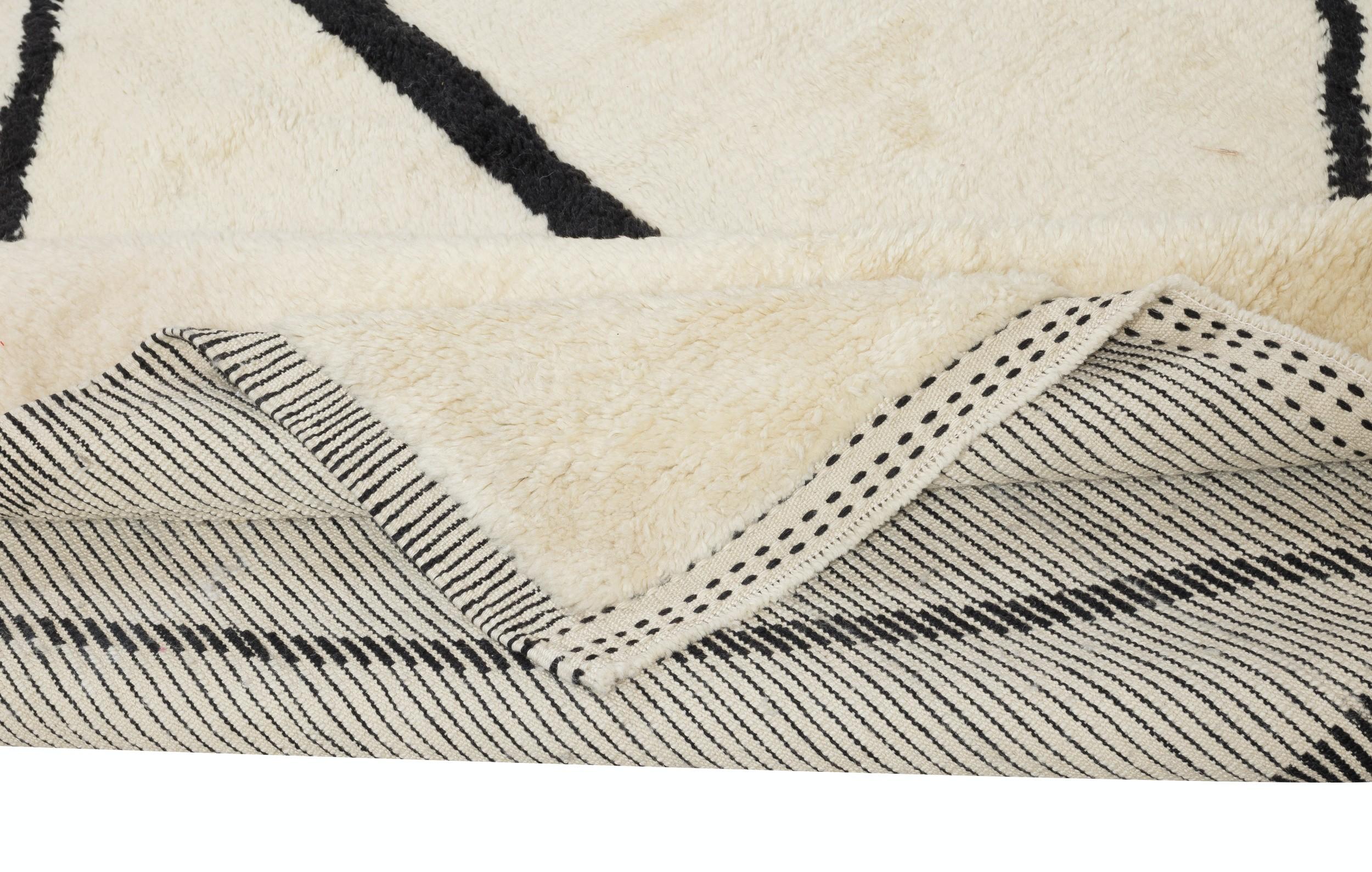 Turco Tappeto Tulu 9x12.7 Ft Nuovo di zecca fatto a mano in 100% lana naturale beige e nera in vendita