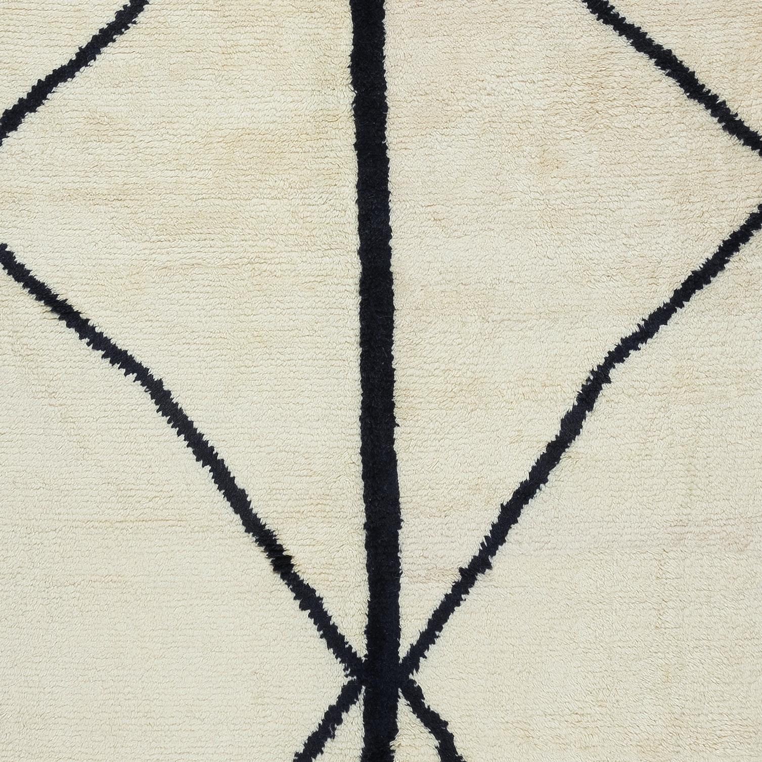 Tappeto Tulu 9x12.7 Ft Nuovo di zecca fatto a mano in 100% lana naturale beige e nera In condizioni Nuovo in vendita a Spring Valley, NY