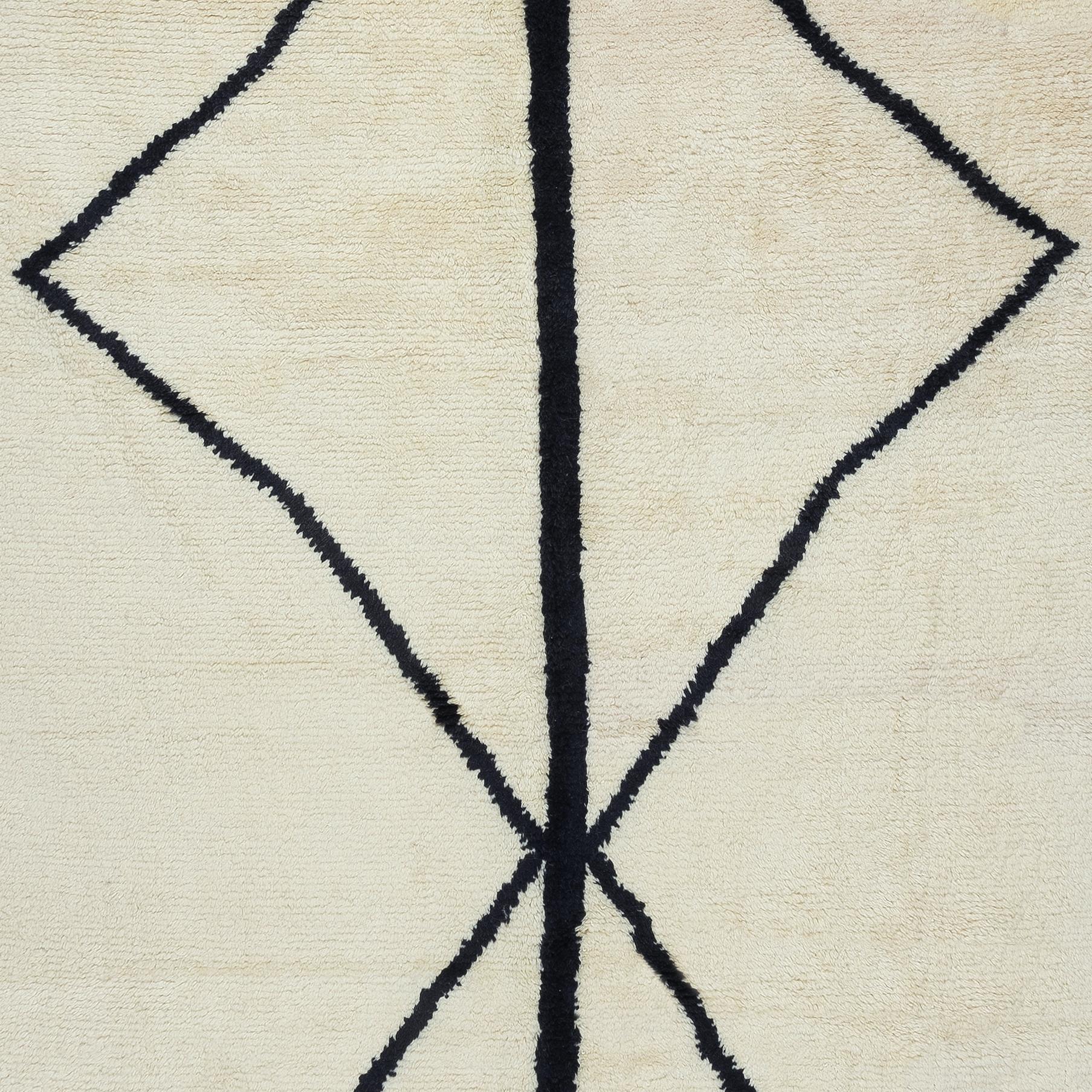 9x12.7 Ft Brand New Handmade Tulu Rug Made of 100% Natural Beige and Black Wool (Tapis Tulu fait à la main en laine beige et noire) en vente 1