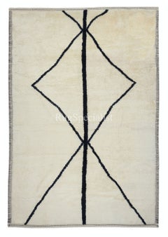 9x12.7 Ft Brand New Handmade Tulu Rug Made of 100% Natural Beige and Black Wool