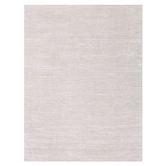 Alfombra Anudada a Mano de Seda y Lana Fundida 9'x12'Rosa Blanca con Timberwolf