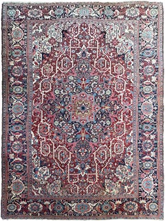 9x13 Antique Persian Serapi Heriz Rug Detailed Piece Rust 284cm x 391cm C.1910