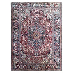 9x13 Antique Persian Serapi Heriz Rug Detailed Piece Rust 284cm x 391cm C.1910
