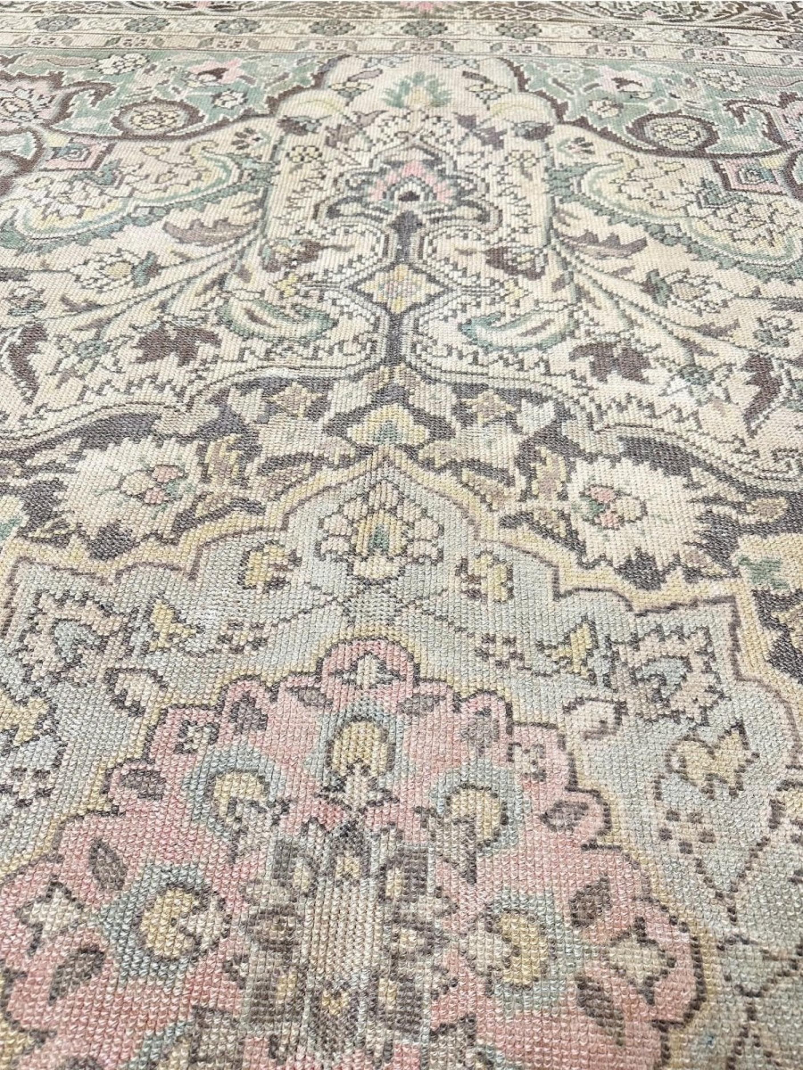 Tappeto Oushak antico turco 9x13 annodato a mano in vendita 3