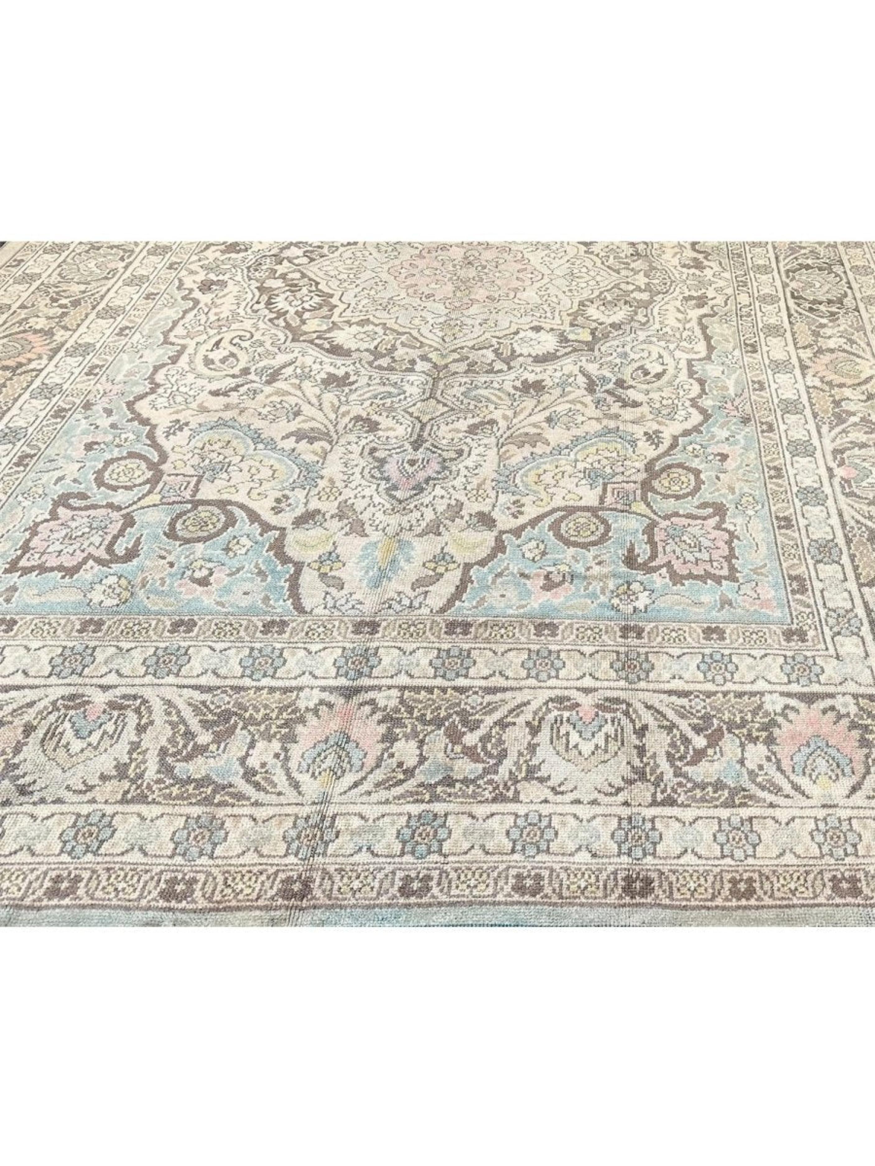 Turco Tappeto Oushak antico turco 9x13 annodato a mano in vendita