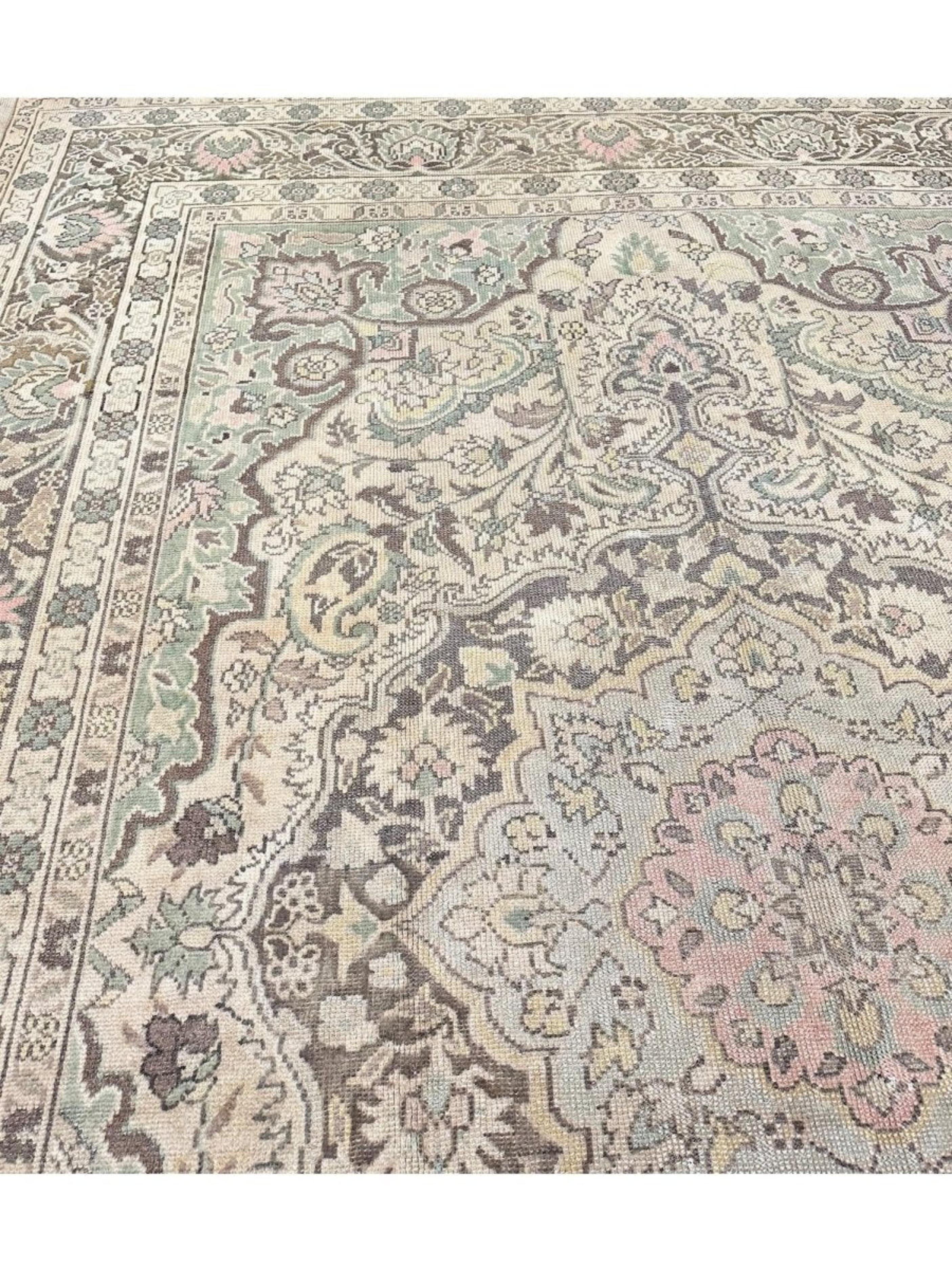 Lana Tappeto Oushak antico turco 9x13 annodato a mano in vendita