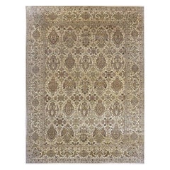 9x13 Hand-Knotted Indo Agra Wool Area Rug with Traditional Floral Design