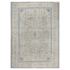 9x13 Hand-Knotted Ivory Vintage Tabriz Area Rug