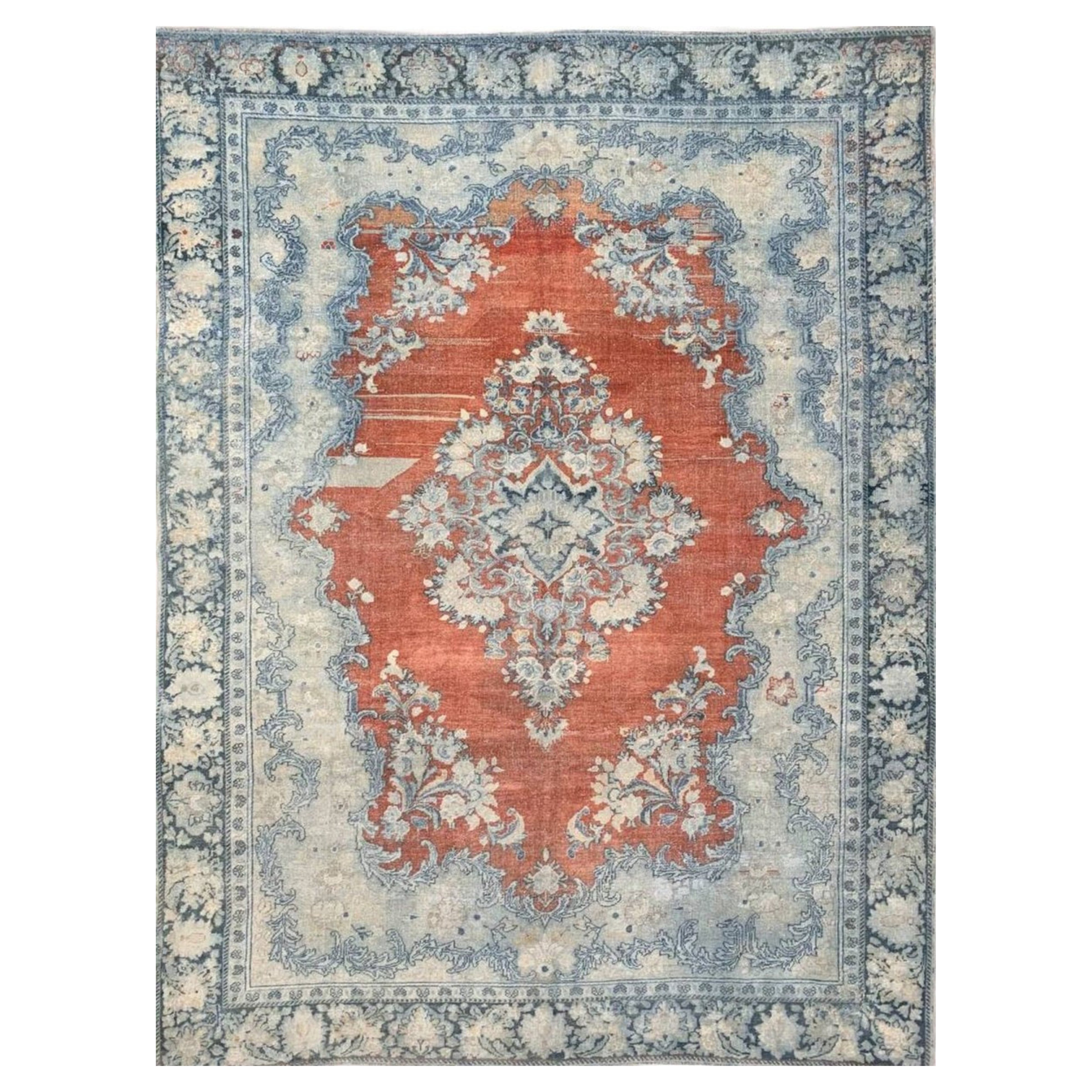 9x13 Hand Knotted Old Mahal Area Rug Traditional Floral Medallion Design For Sale