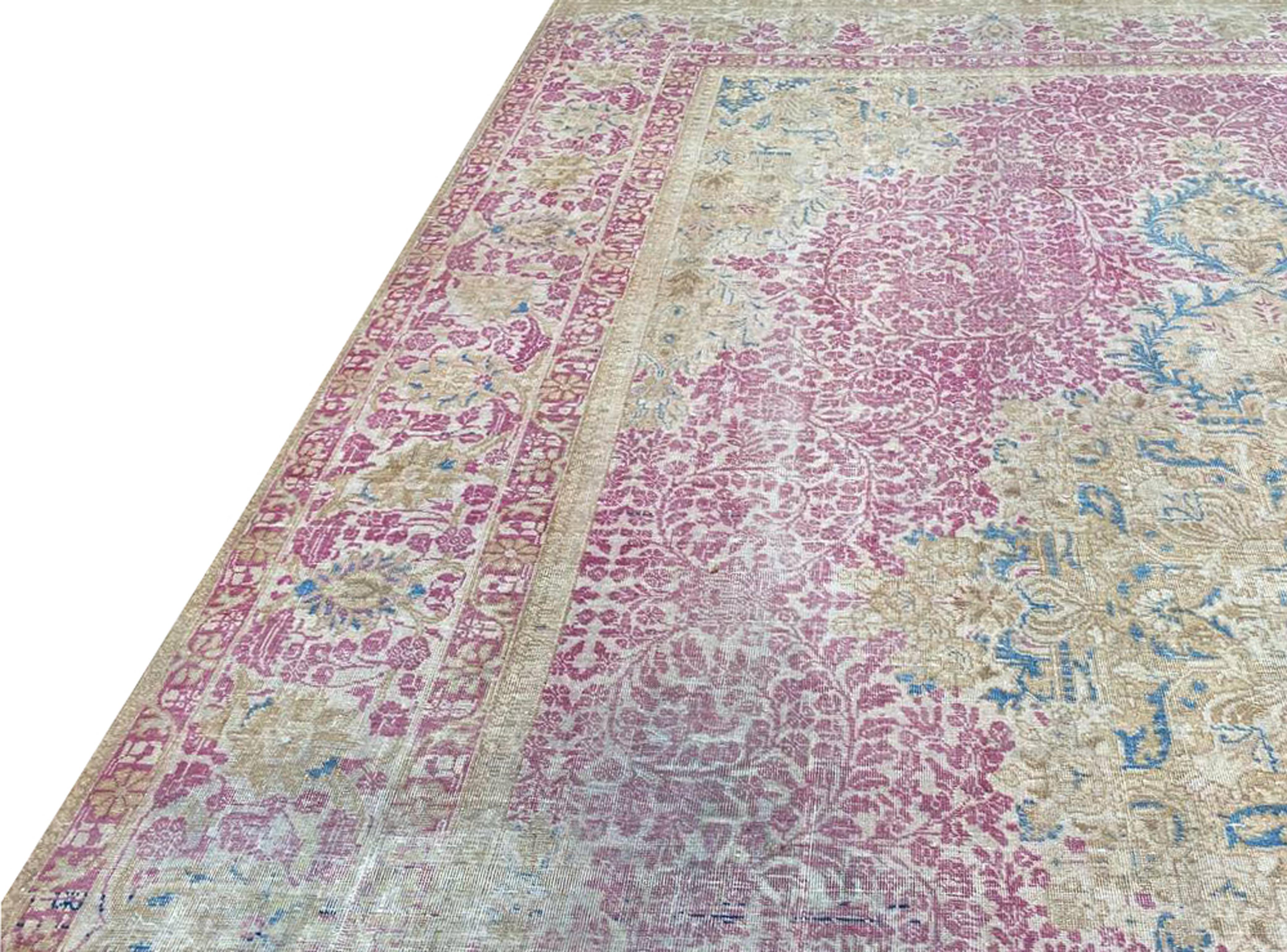 9x13 Hand-Knotted Old Persian Tabriz Area Rug For Sale 5