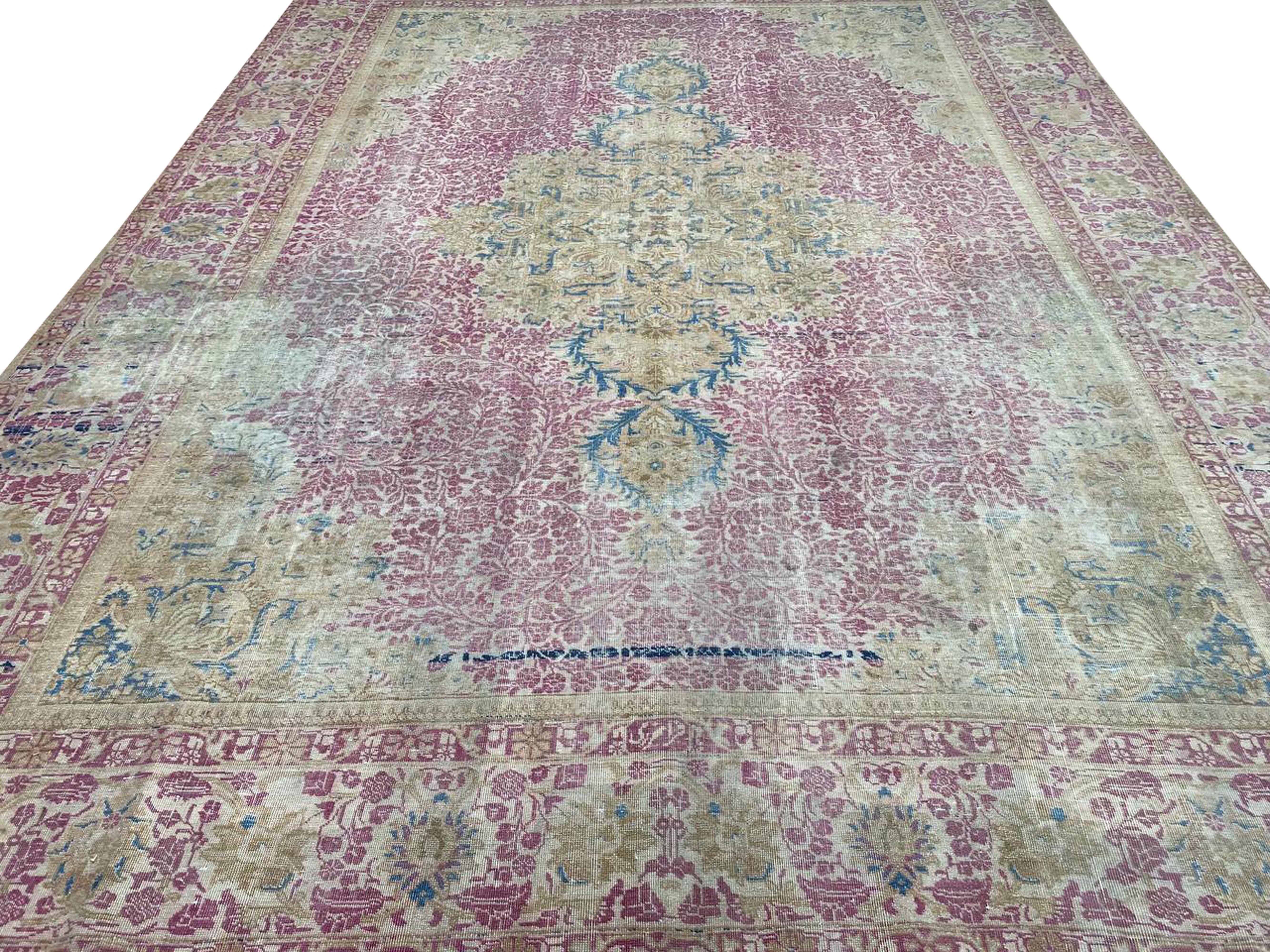 Wool 9x13 Hand-Knotted Old Persian Tabriz Area Rug For Sale
