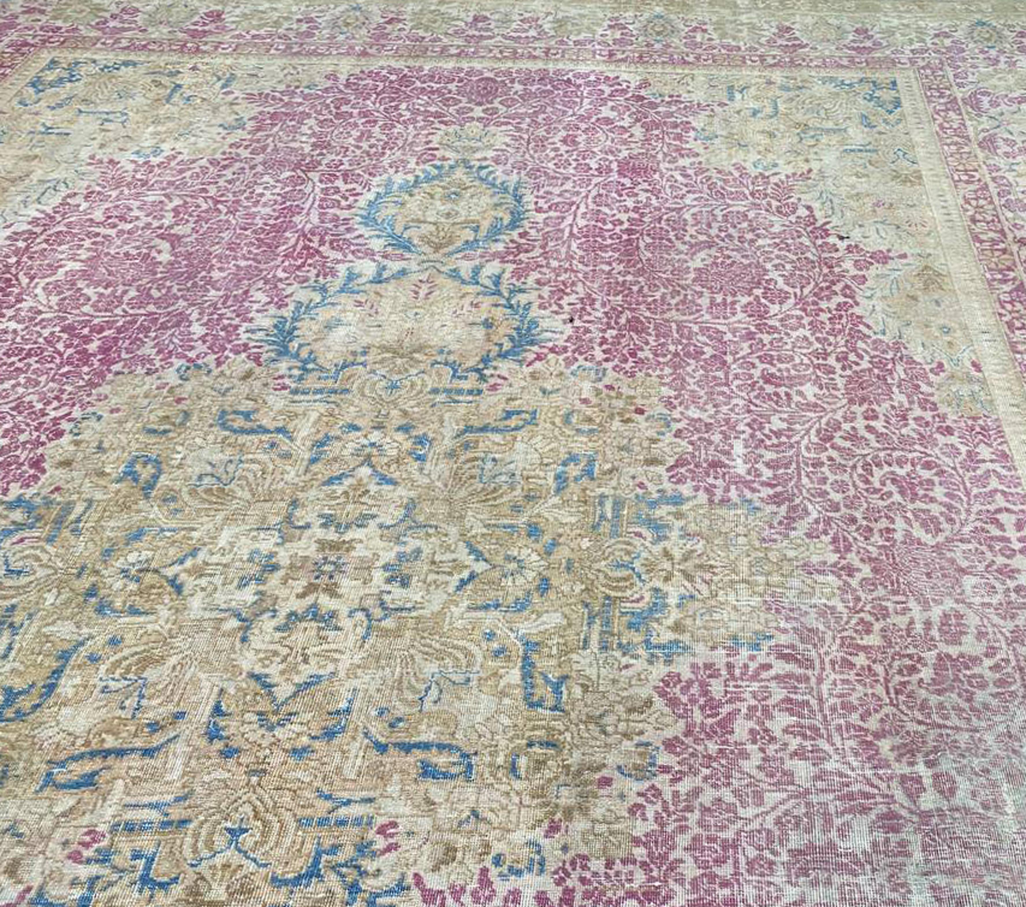 9x13 Hand-Knotted Old Persian Tabriz Area Rug For Sale 3