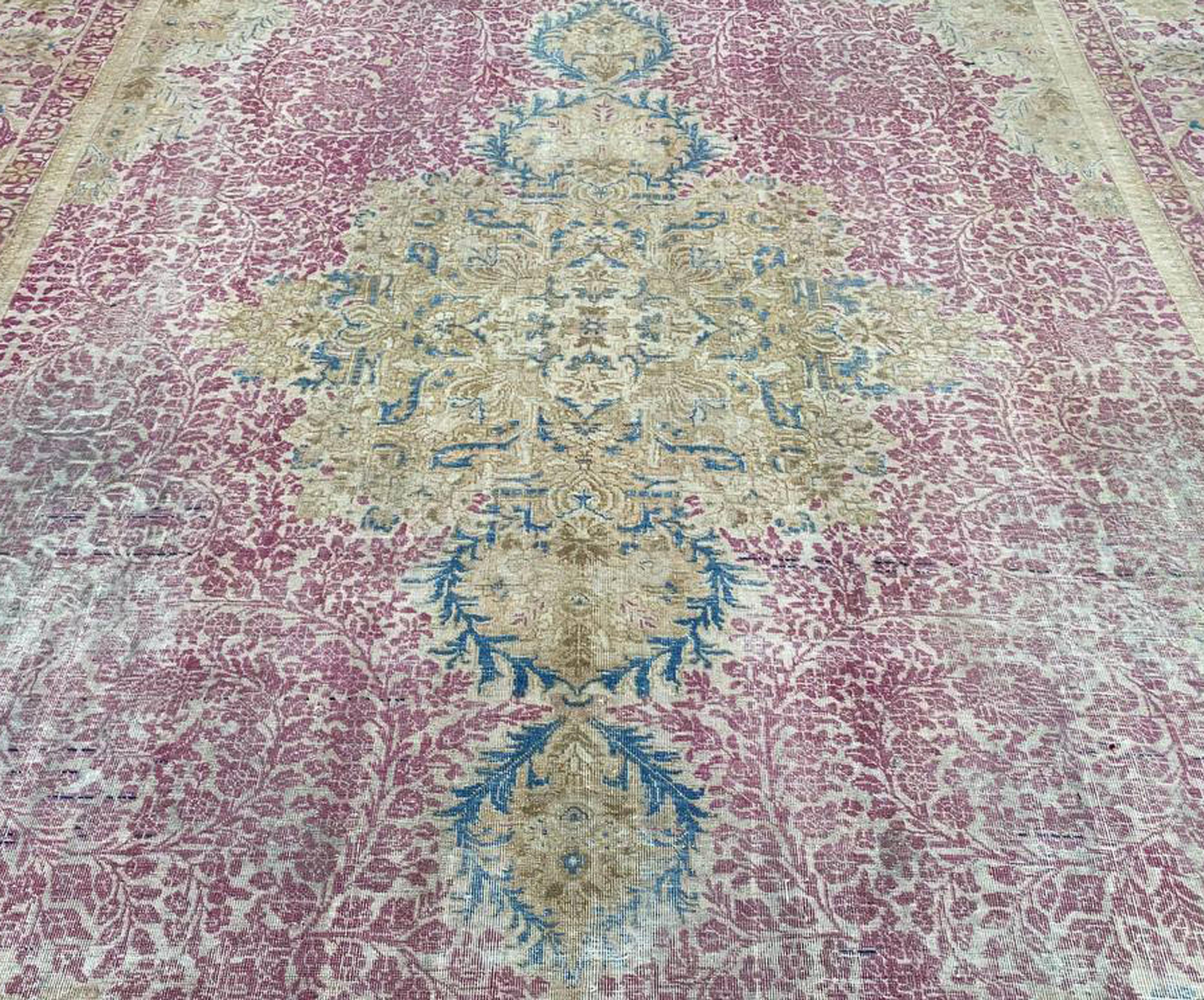 9x13 Hand-Knotted Old Persian Tabriz Area Rug For Sale 4