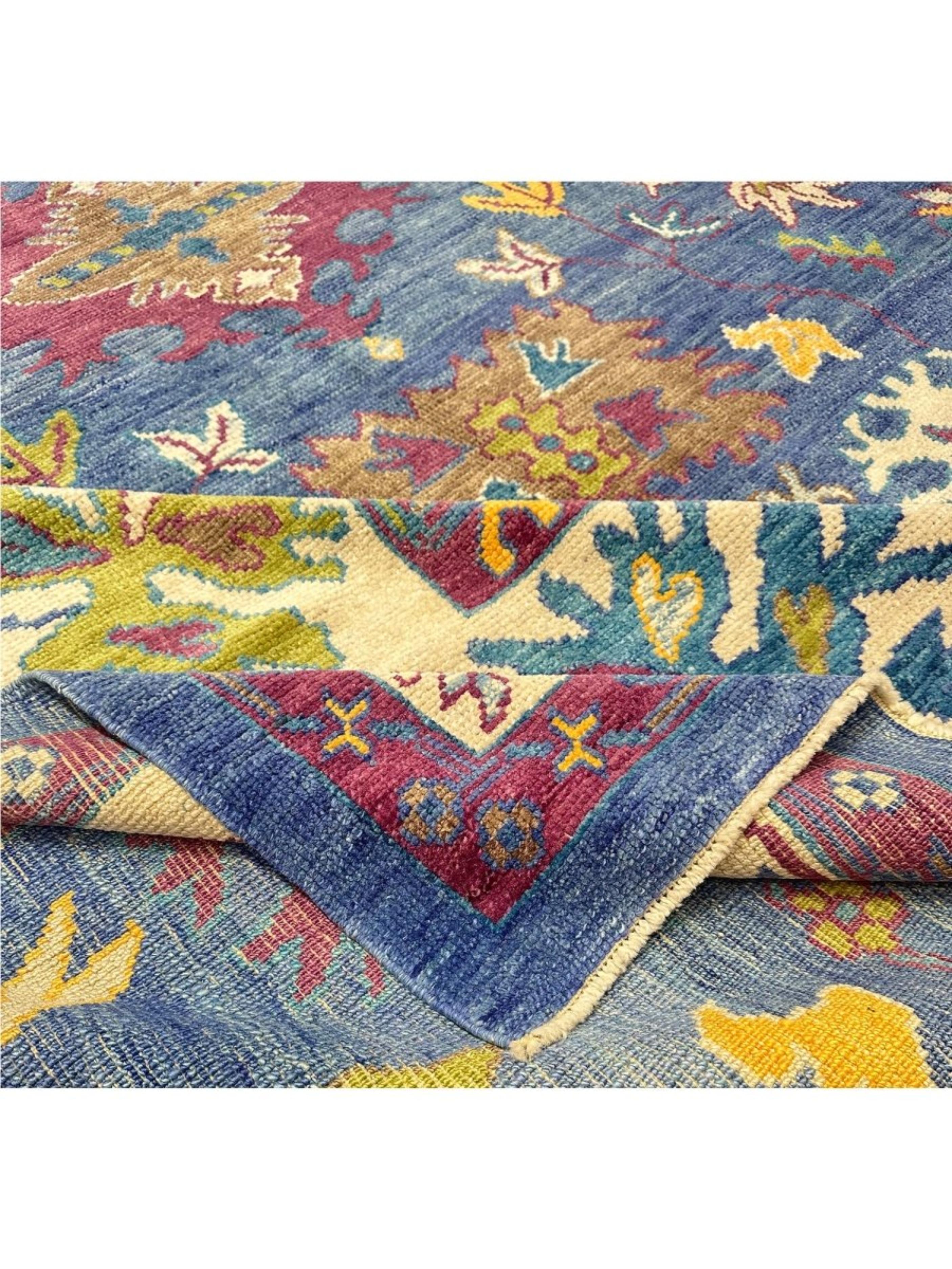 9x13 Tapis turc Oushak noué à la main en vente 3