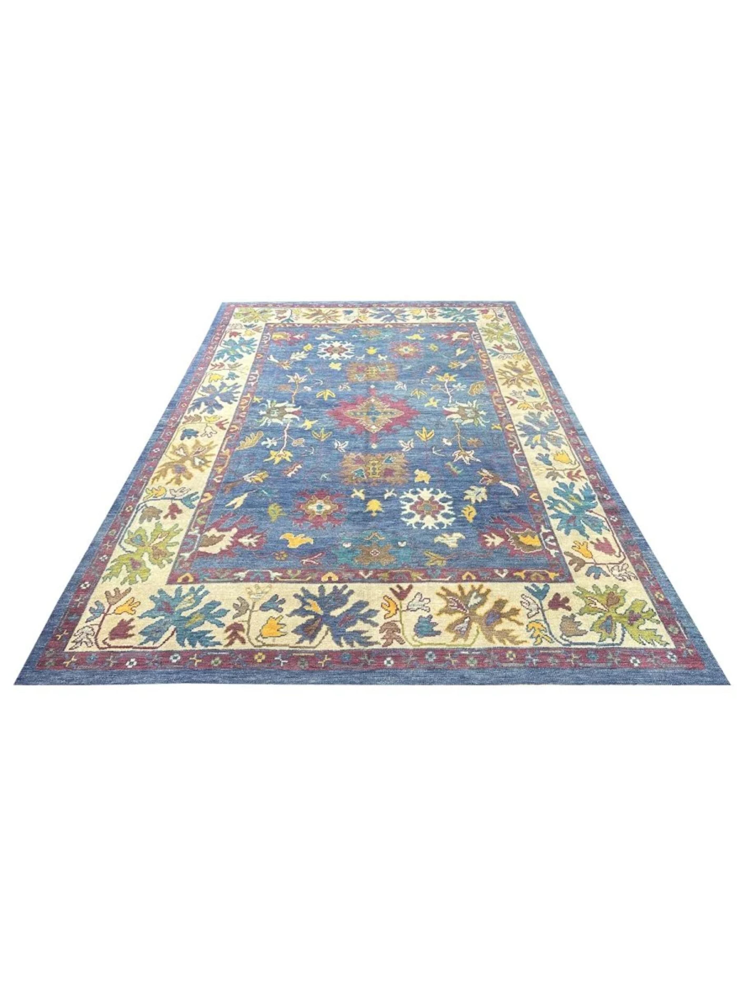 9x13 Tapis turc Oushak noué à la main en vente 4
