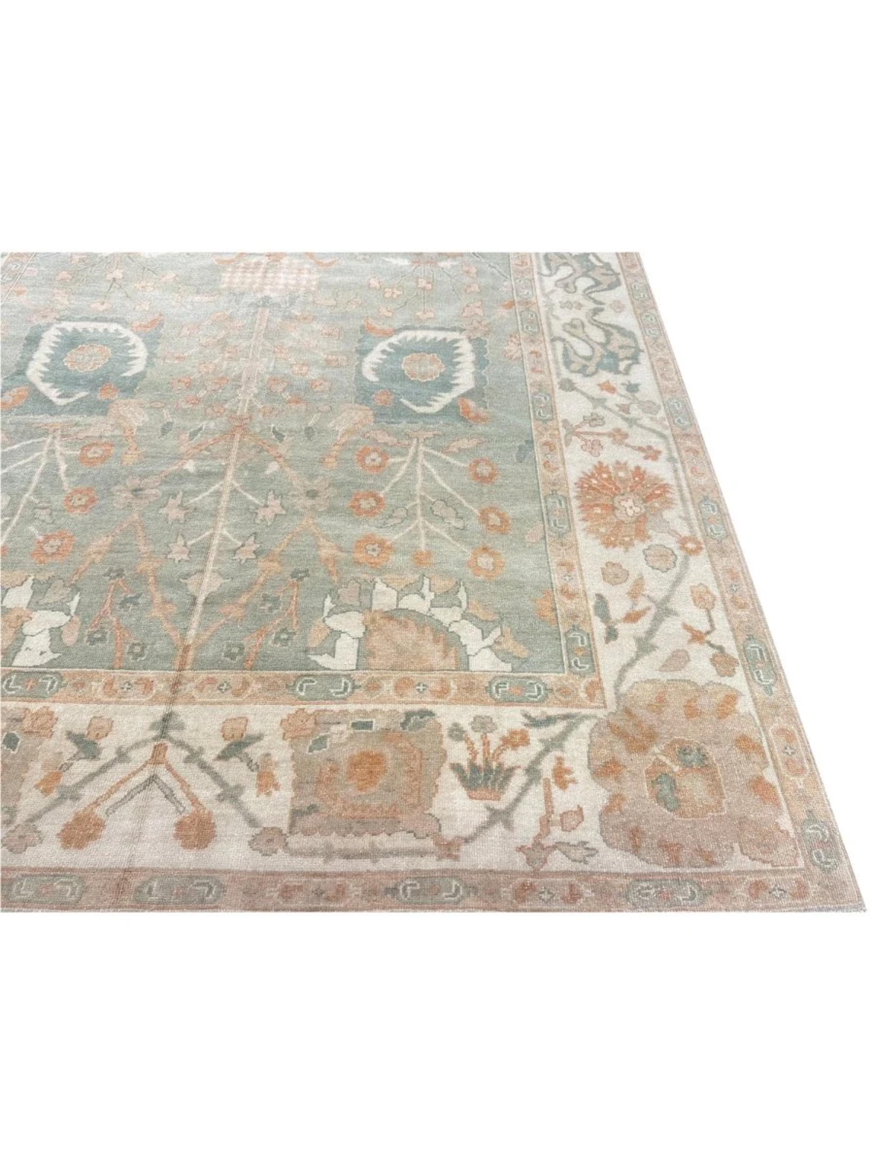 9x13 Handgeknüpfter türkischer Oushak-Teppich im Angebot 5